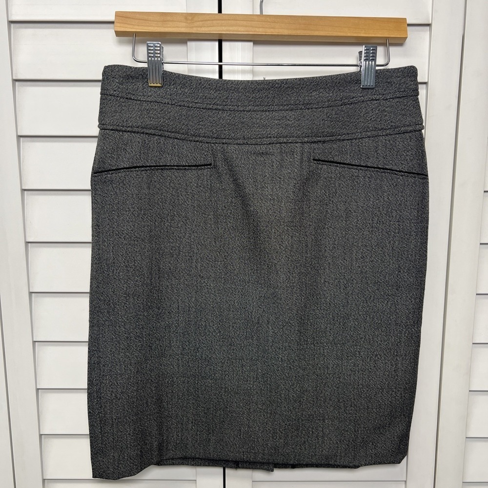 Vivienne Tam Stretch Pencil Skirt Preppy Classic Career Business Size 2 Gray